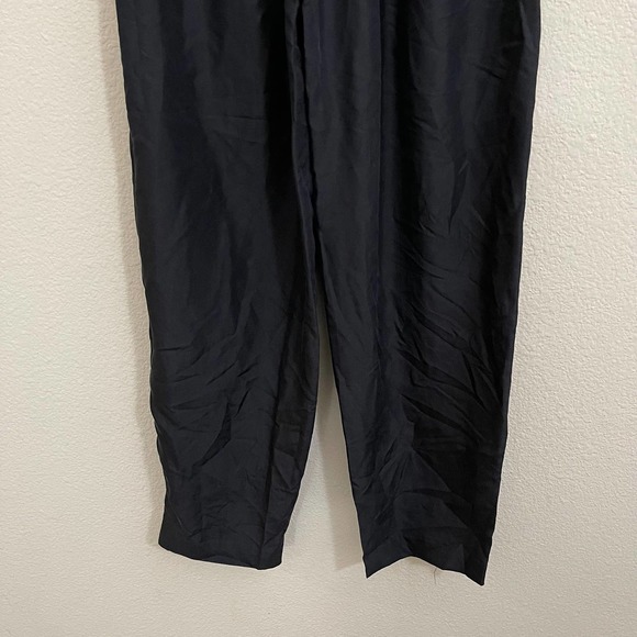 & Other Stories Silk Tapered Elastic Waist Relaxed Pull-On Trouser Pants Black 0 - Picture 10 of 11
